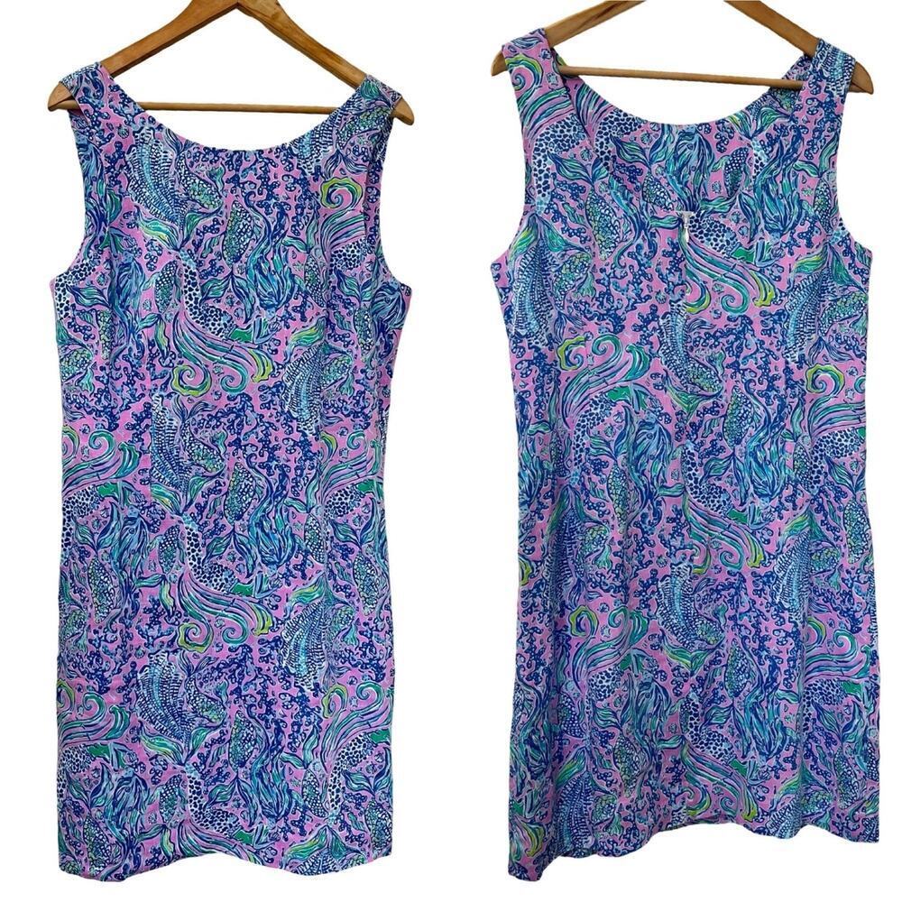 Lilly Pulitzer Maurina Linen Shift Mini Dress Size 12 Lilac Rose Tropical Travel